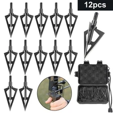 12x Archery Broadheads 3 Blade 100 Grain Hunting Arrow Tip for Compound Crossbow