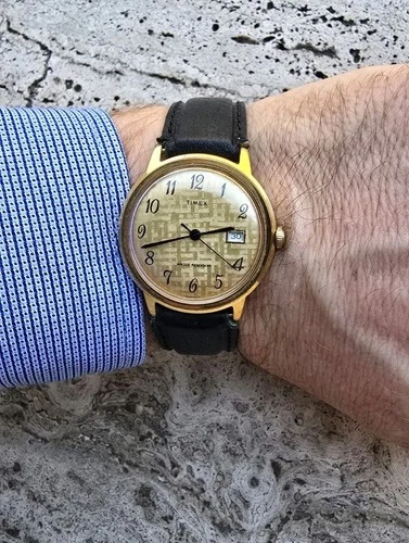 Vintage Rare Marlin Timex 1975 Linen Dial Textured Mechanical watch Classy Men’s