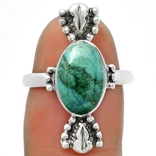 Natural Azurite Chrysocolla 925 Sterling Silver Ring s.7 Jewelry R-1126