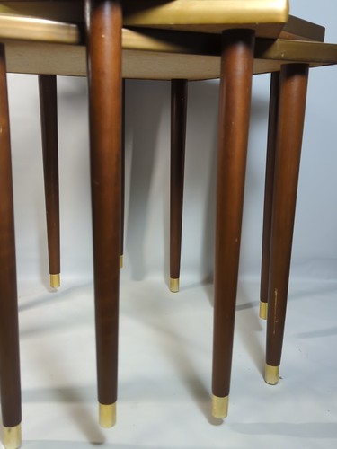 Set 3 Retro Mica Laminate Stacking Nesting Tables Mid Century Modern MCM Marble - Picture 3 of 15