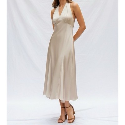 blue satin halter dress Light Blue Halter Neck Satin Dress