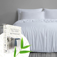 Luxurious Bamboo Rayon King Duvet Cover Set, 300 TC, Soft White