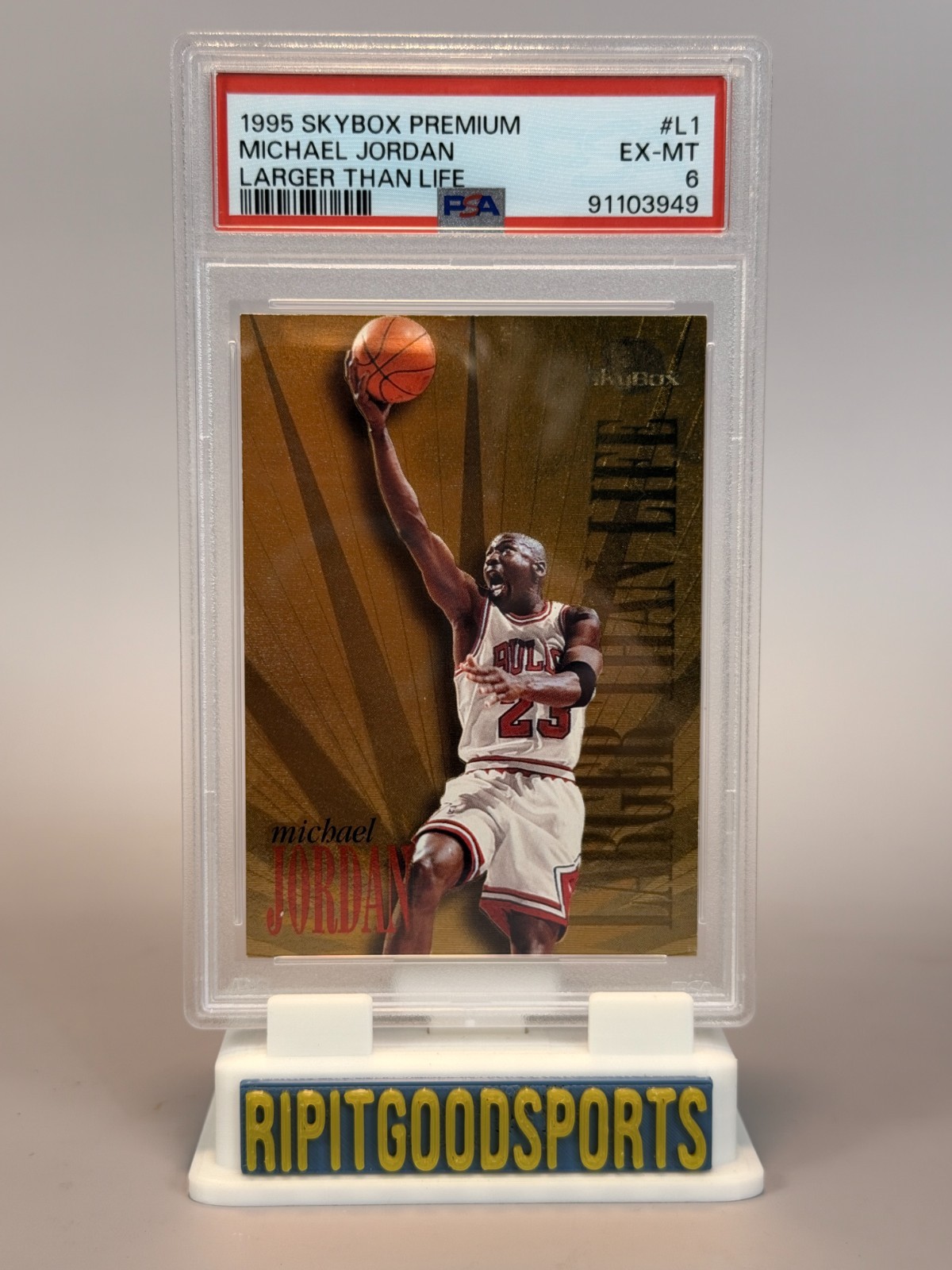 Michael Jordan 1995 Skybox Premium #L1 Larger Than Life PSA 6 Bulls view 1