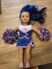 American Girl Truly Me Doll #92 Street Chic Blue Purple Hair, Tan Skin Brown