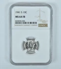 1941-S Mercury Dime MS64 FB NGC Brown Label