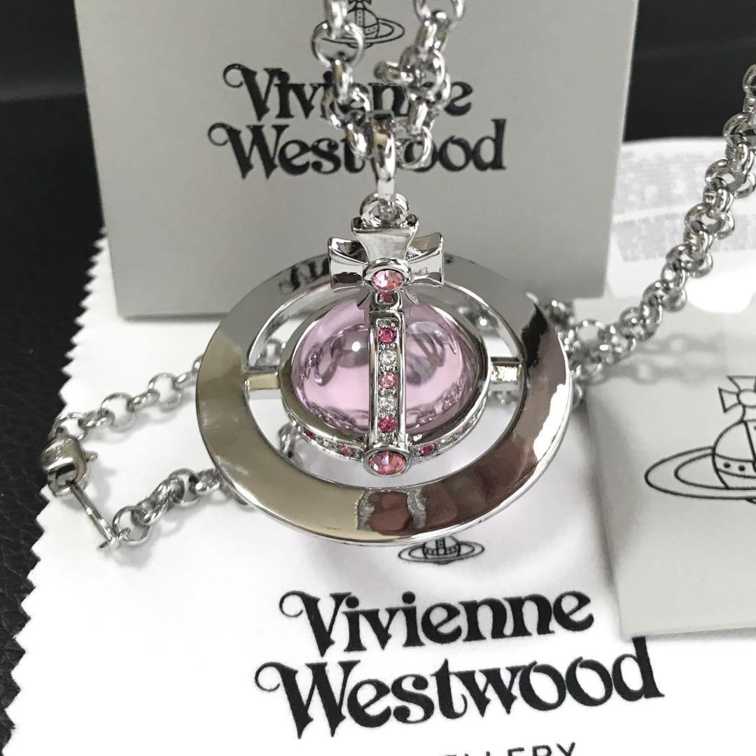 In Box/Pouch】Vivienne Westwood Small Orb Necklace Pendant Pink