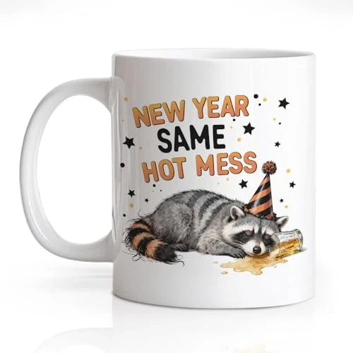 New Year Same Hot Mess Double-Sided Ceramic Mug, Happy 2026 New Year
