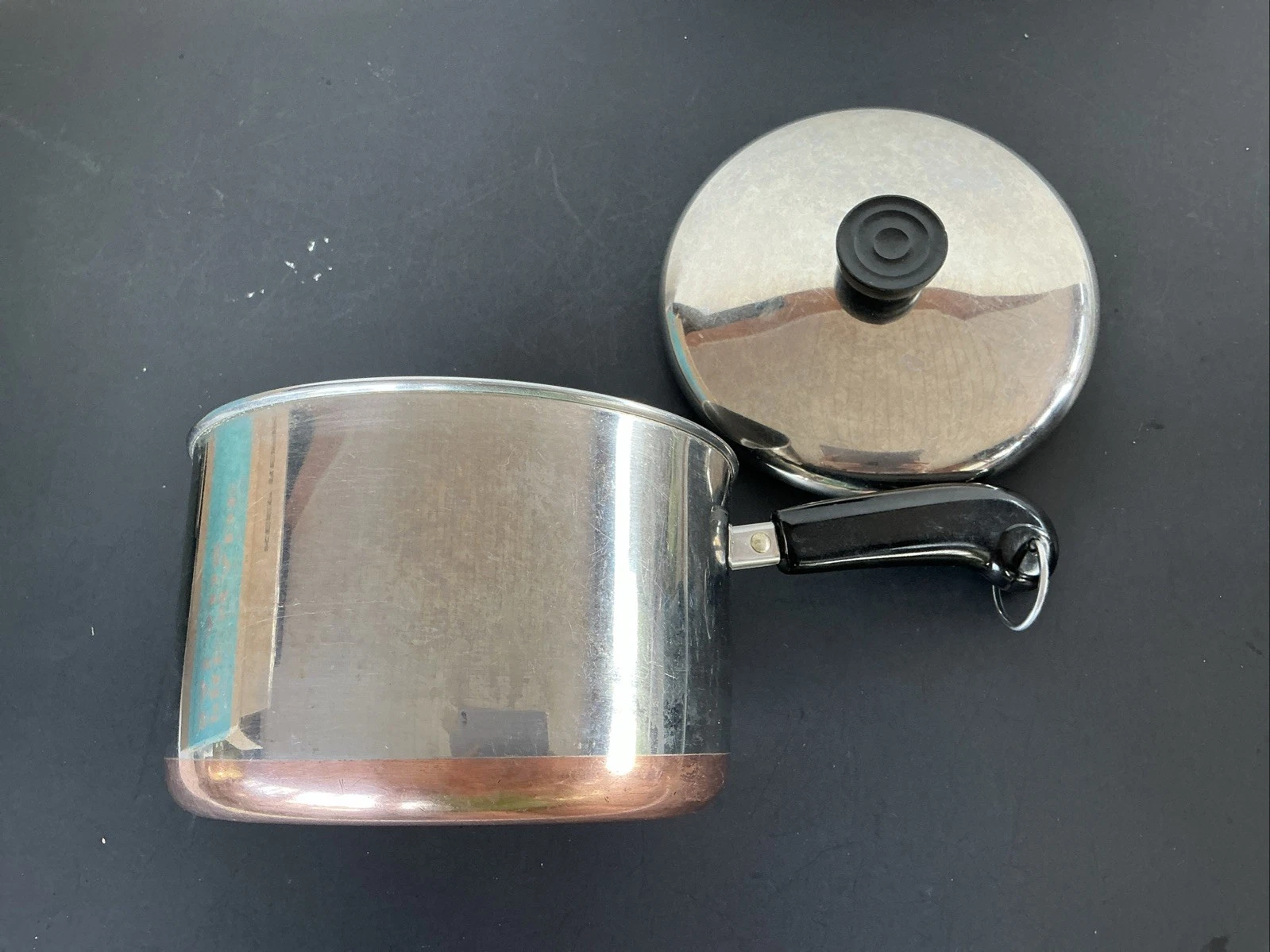 REVERE WARE 1801 3Qt Copper Bottom Sauce Pan Pot With Lid Clinton, IL Vintage