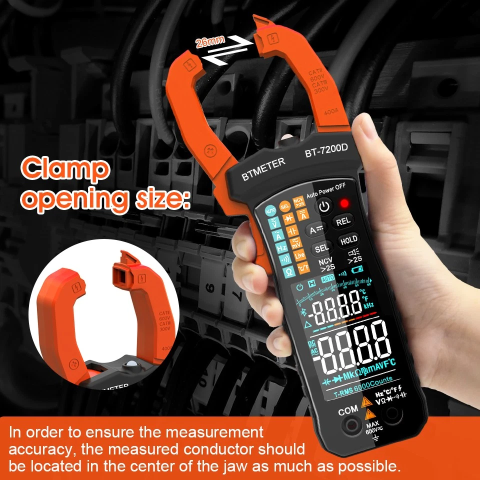 BTMETR TRMS AC/DC Zangenmultimeter Auto 60A/400A Stromzange 600V NCV Amperemeter - Bild 4 von 4