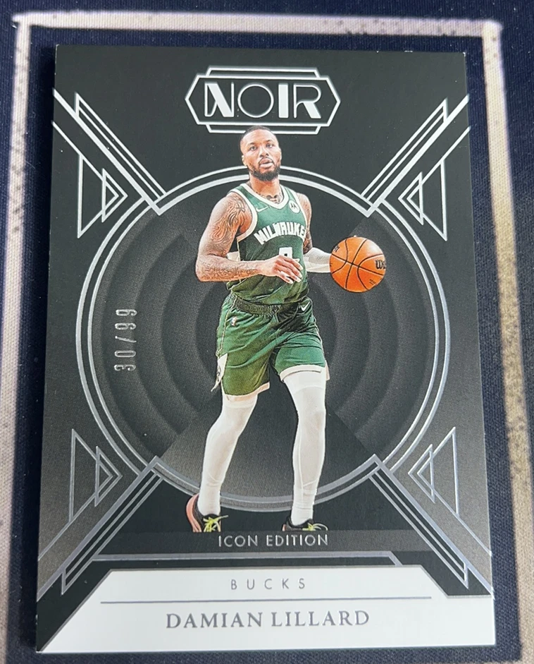 Damian Lillard 2024-25 Panini Noir 30/99 Base Icon Edition Bucks #90