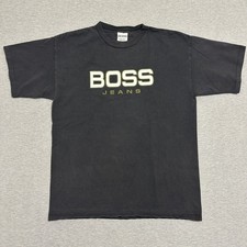 Vintage BOSS Jeans USA Made Logo Graphic Tee Faded Black One Size Fits All