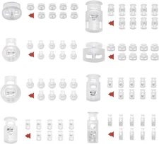 SEMINI Plastic Cord Locks Spring Toggle Stopper Stops Transparent 