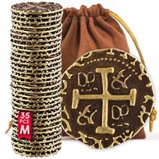 Metal Pirate Coins - 35 Medium Bronze Treasure Coin Set, 35 Pcs,