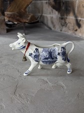 Vintage Porcelain Dutch Cow Creamer / Milk Pour / Blue White Delft Windmill DBL
