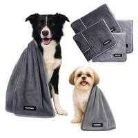 Fluffino Hundehandtuch Set 4-Tlg. Mikrofaser Trockentuch SuagfäHig 90X50 120X70