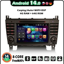 64GB Android 14 Autoradio CarPlay Navi DVD f&uuml;r Mercedes C/CLC/G Klasse W203 W463