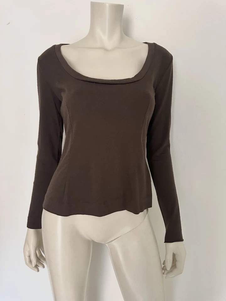 Blusa Top DOLCE & GABBANA Mangas Largas Marrón Lana Elástica Talla IT 46 M L🤎🍄‍🟫 Foto 2 de 4