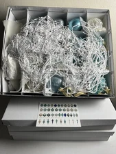 Frontgate Holiday Collection Box Set of 60 Glass Christmas Ornaments Blue White