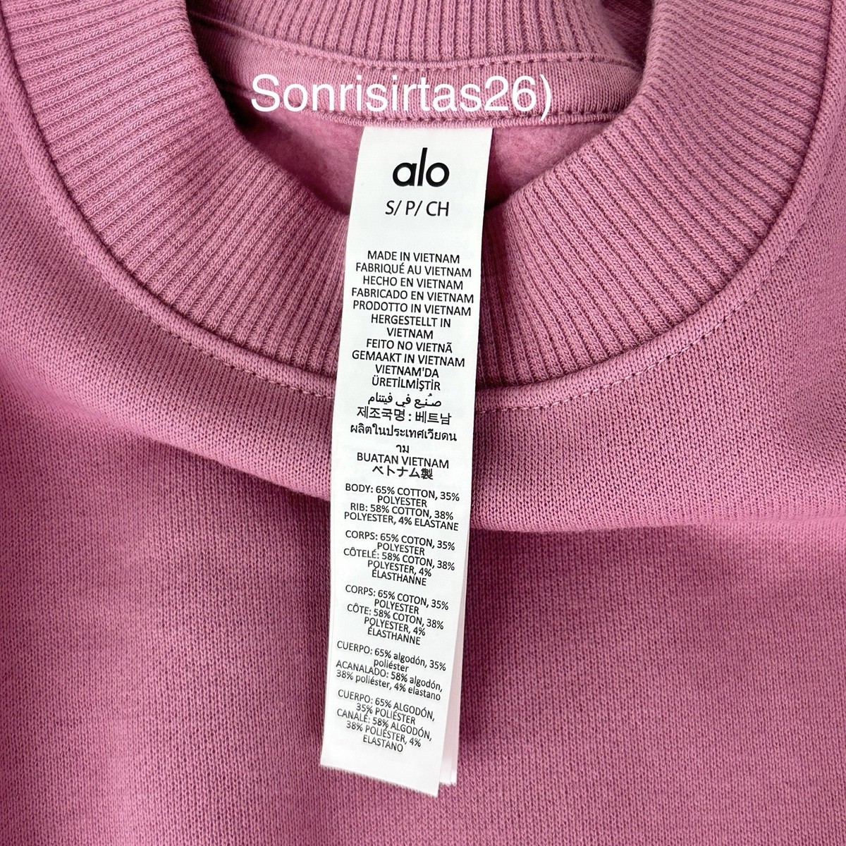 Alo Yoga Cropped Accolade Crew Sweatshirt Pink Wild Rose S NWT