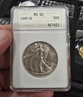 1947-D Liberty Walking Half Dollar 50C Silver ANACS MS65 RE7021