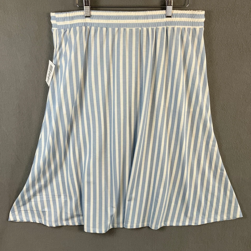 Falda midi LuLaRoe para mujer Marsha a rayas detalle de botones talla L azul nueva con etiquetas Foto 2 de 4