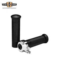 Custom Chrome Handle Grips Throttle Clamp Fits For Harley Softail 1'' Handlebars