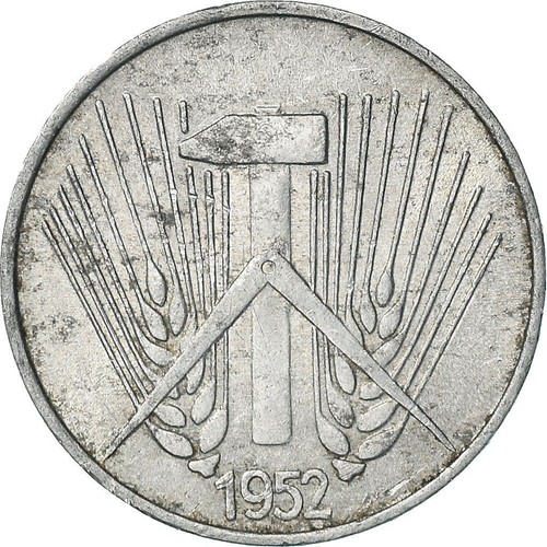 East German 1 Pfennig Coin | Hammer and Sckle | KM5 | 1952 - 1953 - 第 2/4 張圖片