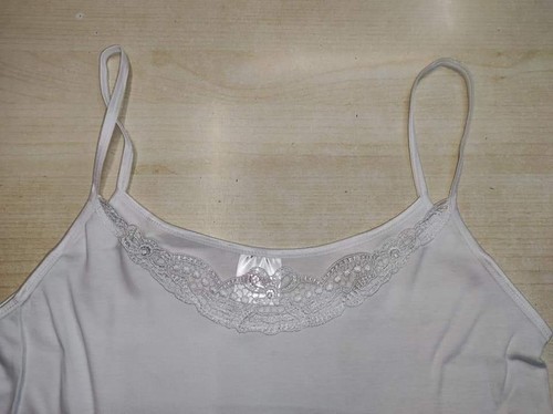 CANOTTIERA SPALLA STRETTA DONNA INSERTO PIZZO - Picture 9 of 25
