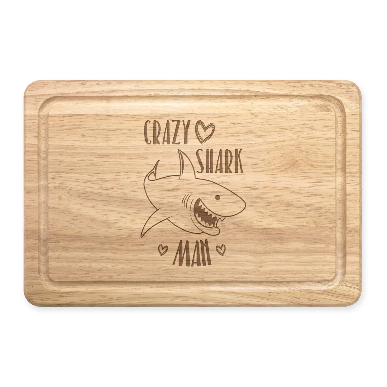 Crazy Shark Man Rectangular Wooden Chopping Board - Funny Animal