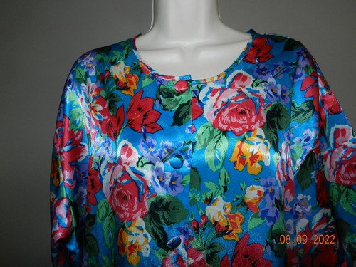 Vintage Satin and Beaux Floral Satin NightShirt Nachthemd Gr. M MED  - Bild 2 von 4