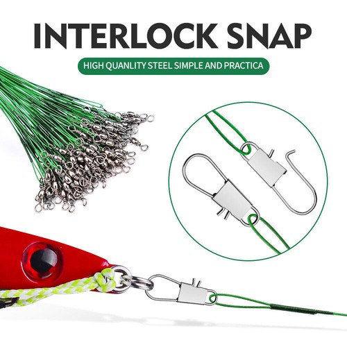 10pcs Stainless Steel Fishing Wire Leader Rigs Anti-Bite Wire Leaders W/ Swivel - Picture 4 of 21