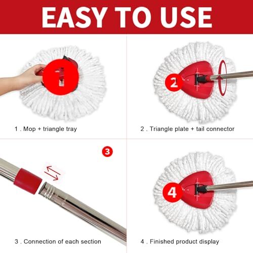 O Cedar Mop Replace Head Compatible with O Cedar EasyWring Spin Mop 4