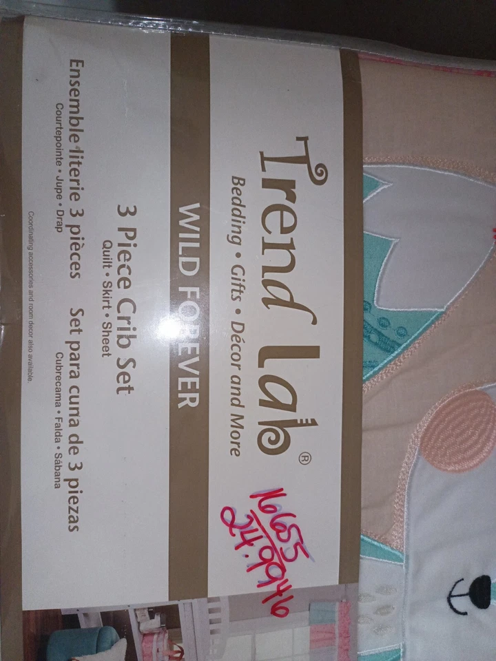 Trend Lab Wild Flower 3 Piece Crib Set Bedding Animal Nature Woods  - Image 3 of 4