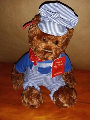 Gund Lionel Train Engineer Teddy Bear Plush Conductor Hat Overalls Railroad
