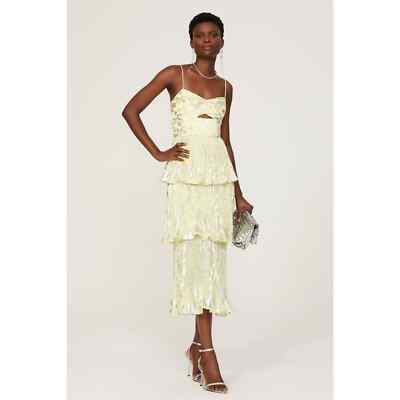||SALE|| Self-Portrait >> イエローシフォンミディドレス self-portrait metallic jacquard midi dress US10 | eBay
