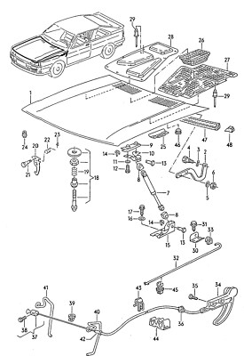 Audi UR Quattro Coupe Bonnet Catch / Hook Zinc Plated 811823485A 