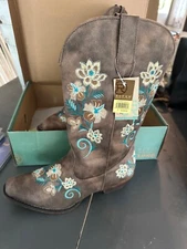 Roper Womens Riley Scroll Flower Embroidered Cowboy Western Boots Size 5.5