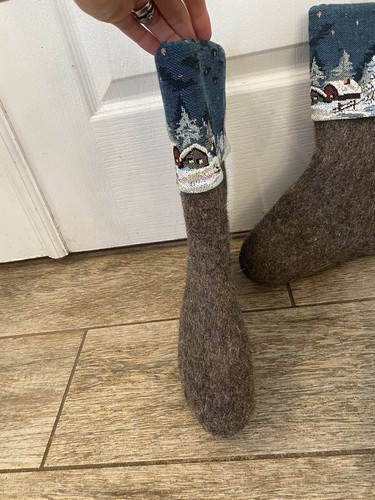 Valenki Russian winter boot decorative liners inserts felt sheeps wool Christmas - Picture 7 of 10