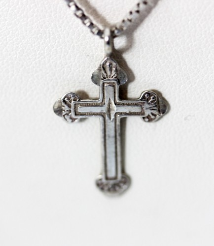 Lovely Vintage Sterling Silver Cross Pendant Necklace 20’’ - 11566 - Picture 2 of 4