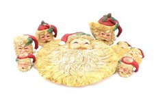 Miniature SANTA TEA SET 10 Pieces Santa Claus Face Christmas
