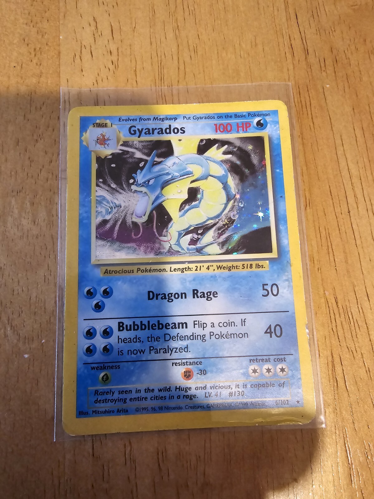 Gyarados 6/102 Rare Holo Pokemon Card | Base Set 1999 | Heavily Played