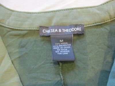 Womens chelsea & theodore green short sleeve blouse sz m | eBay