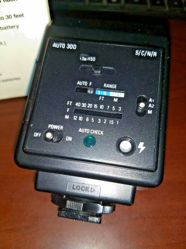 Vivitar Auto Thyristor 30D Shoe Mount Electronic Flash 30' for Canon Nikon Ricoh - Picture 3 of 5