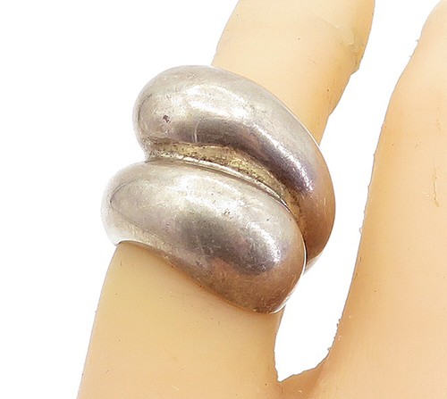 Mexiko 925 Sterlingsilber Vintage dunkler Ton Bypass Bandring Gr. 6 RG4299