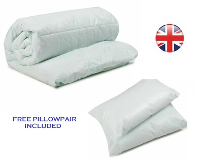 NEU Steppdecke Einzelbettdecke + GRATIS Kissen Paar 9,0 10,5 Tog Baumwollmischung SOMMERANGEBOT