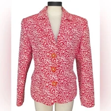 YVES SAINT LAURENT Encore Jacquard Red Blazer, Women's Size XL