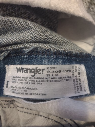 Men's Wrangler Jeans A305 4020 33 x 36 - Picture 24 of 24