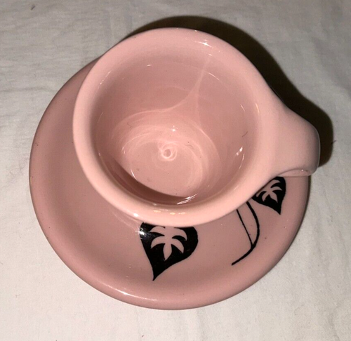 RUSSEL WRIGHT Black Ivy on Shell Pink Mid-Century CUP and SAUCER*** - Picture 3 of 5