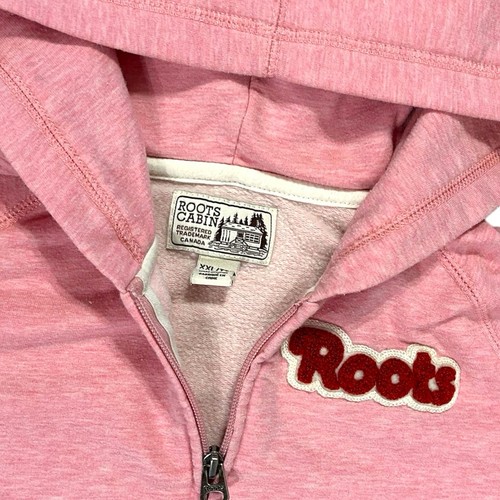 ROOTS CABIN Girls XXL Pink Hoodie Full Zip Sweatshirt Logo Canada Vintage? - Picture 2 of 7