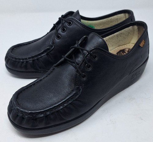 SAS Shoes Siesta Lace Up Women's 9 M Black Leather Handsewn in USA - Picture 2 of 8